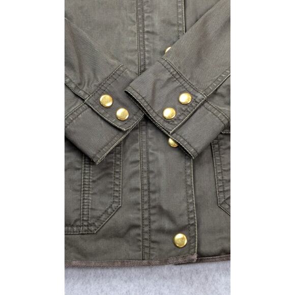 J.Crew Women's SM Downtown Field Jacket Mossy Brown/Green Utility Waxed Cotton - Picture 7 of 16